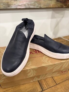 Sofft Navy Slip-On Sneakers with Off-White Platform